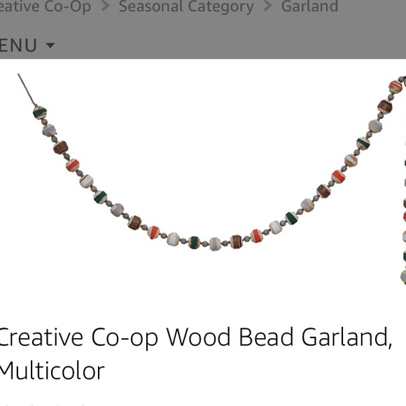 Rustic wood bead christmas garland - Picture 3 of 4